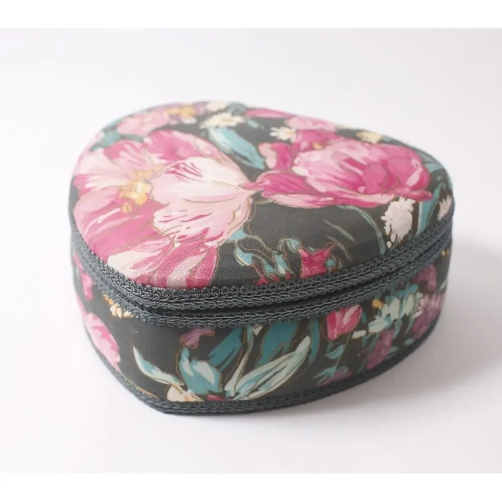 90s Floral Heart-shaped Jewelry Box Vintage Romantic Decor ~ 260622-WH 1281